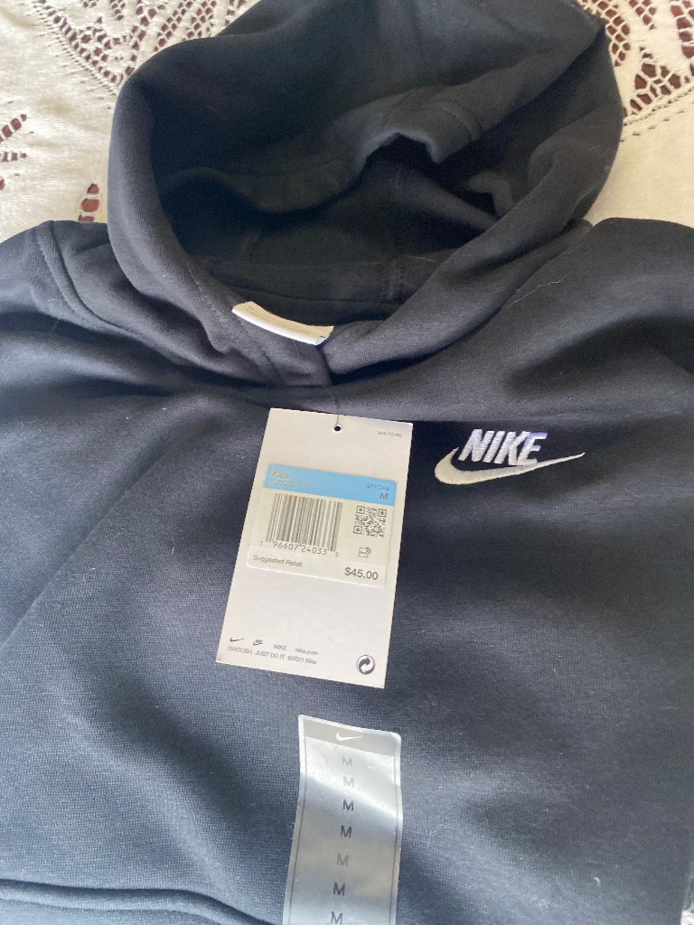 Medium boys, black Nike hoodie